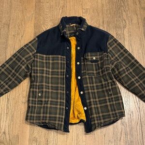 Plaid Men's Jacket with Navy and Brown Accents